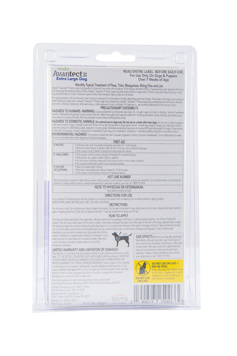 Vetality Avantect II Flea & Tick Topical for Dogs, 4-pack - Dog over 55 lb  