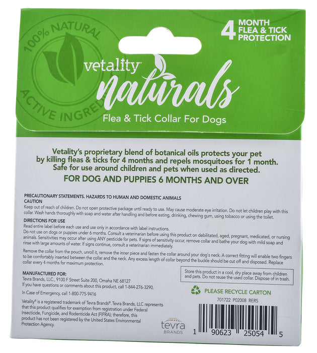 Vetality Naturals Flea & Tick Collar for Dogs - Large  