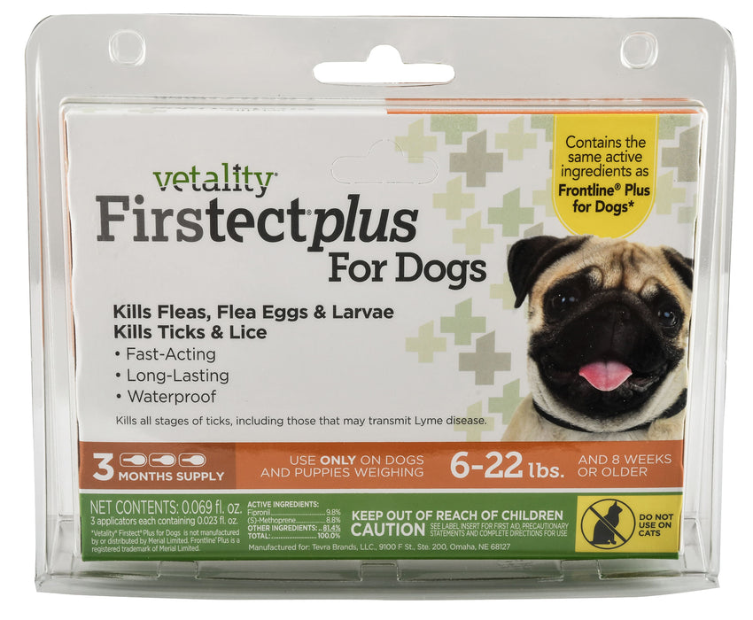 Vetality Firstect Plus for Dogs, 3-pack - Dogs 6-22 lb  