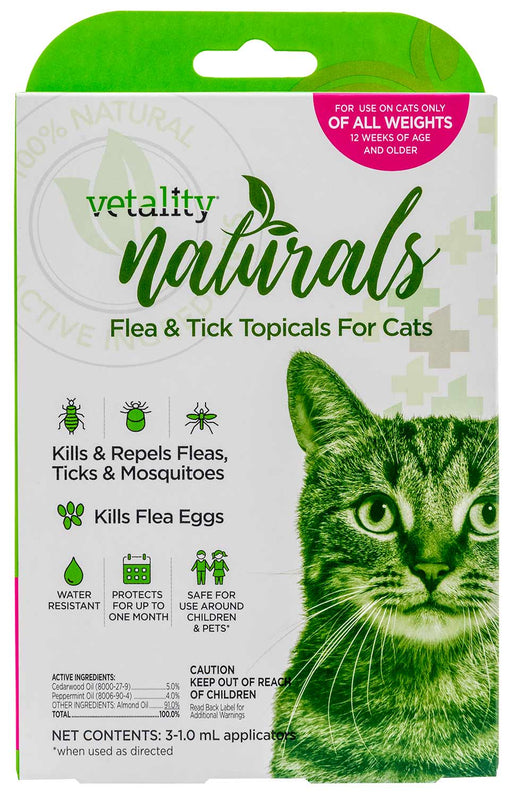 Vetality Naturals Flea & Tick Topicals for Cats, 3-pk -   