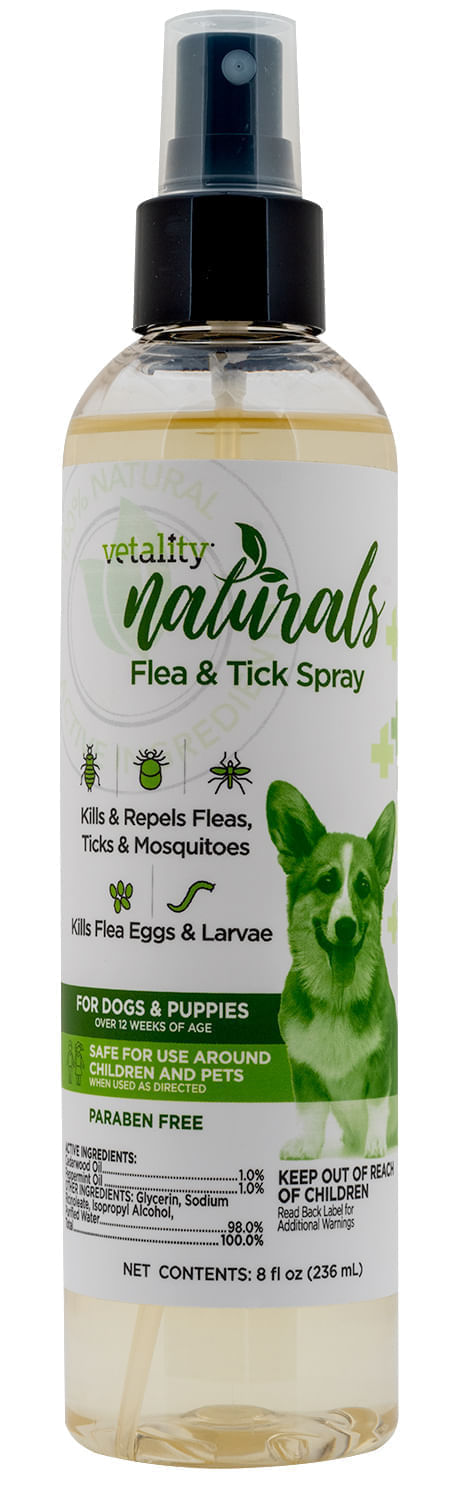 Vetality Naturals Flea & Tick Spray for Dogs, 8 oz -   