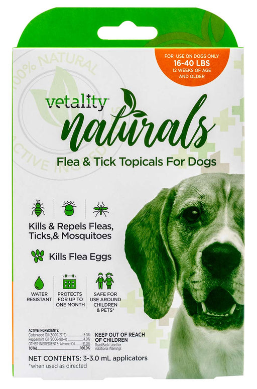 Vetality Naturals Flea & Tick Topicals for Dogs, 3-pk - Dog 16-40 lb  