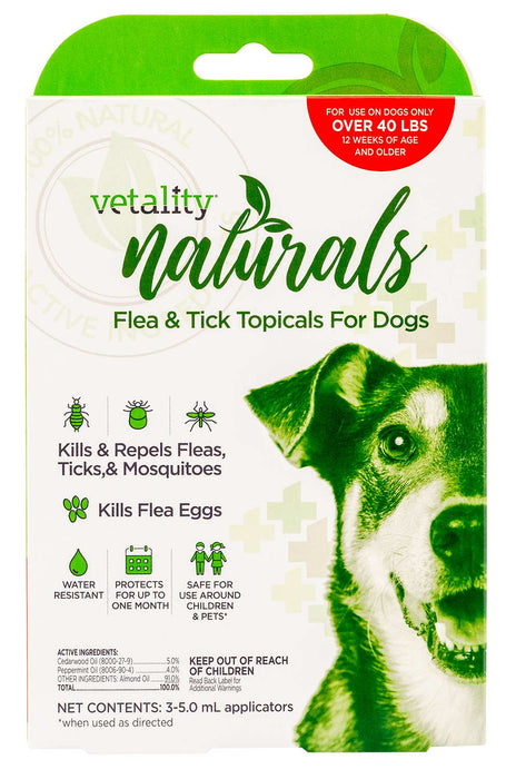 Vetality Naturals Flea & Tick Topicals for Dogs, 3-pk - Dog over 40 lb  