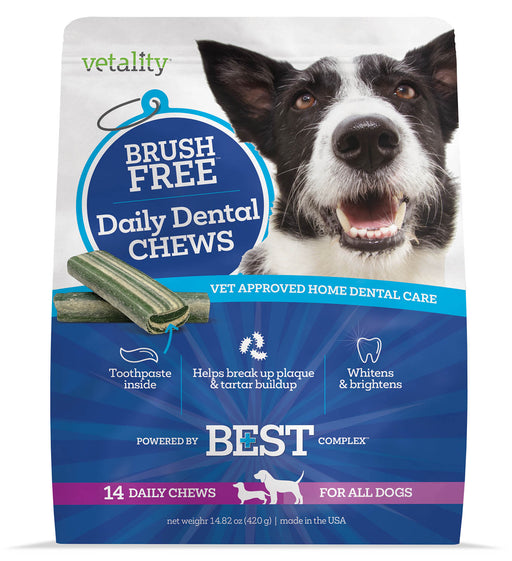 Brush Free Daily Dental Chews for Dogs, 14 ct - Mint Mint 