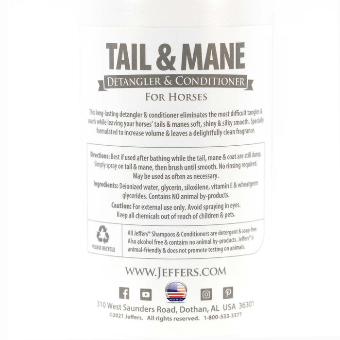 Jeffers Equine Tail & Mane Detangler and Conditioner for Horses