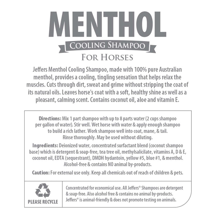 Menthol Cooling Shampoo for Horses - Jeffers Menthol Cooling Shampoo, 16 oz  