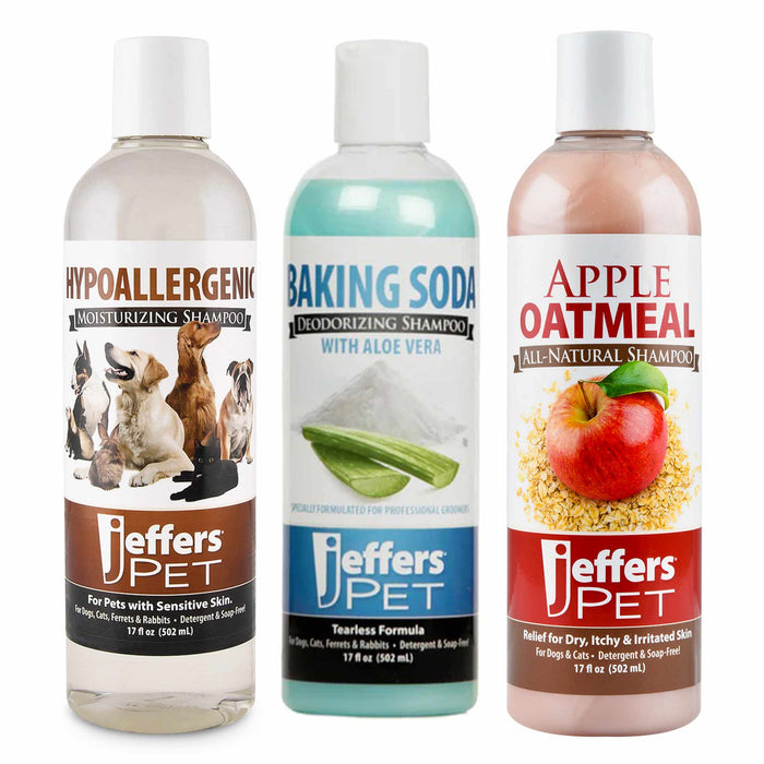 Jeffers Trío de champús para perros sensibles y malolientes, kit de 3 piezas