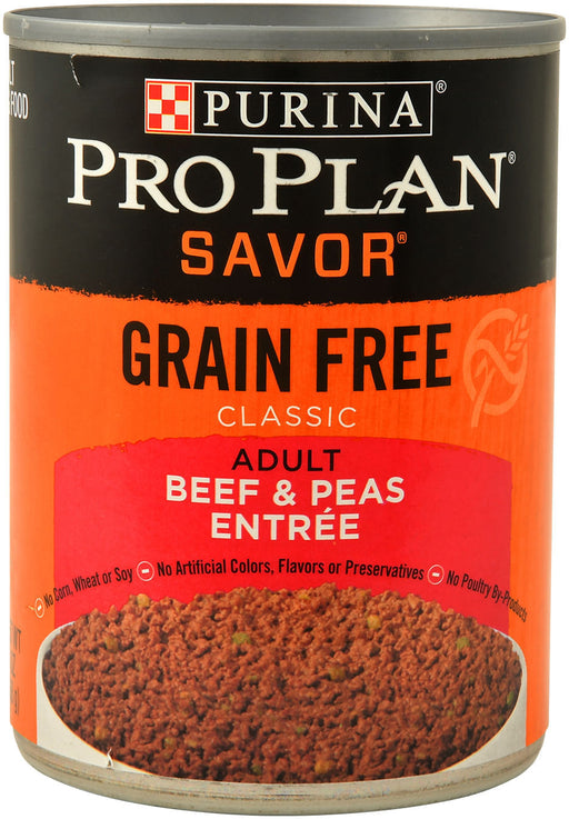 Pro Plan Savor Grain Free Canned Dog Food, Beef and Peas, 13 oz - Beef/Pea  