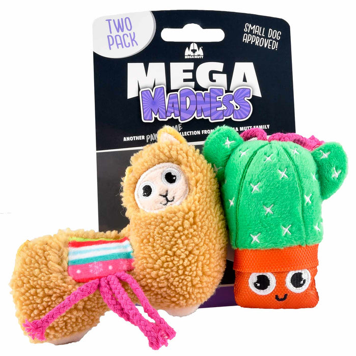 2-pk Llama & Cactus Mega Madness Small Dog Toy Set -   