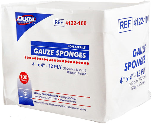 Gauze Sponges (Non Sterile) 4" x 4" - 12 ply 4" x 4" Gauze Sponges, box of 100  