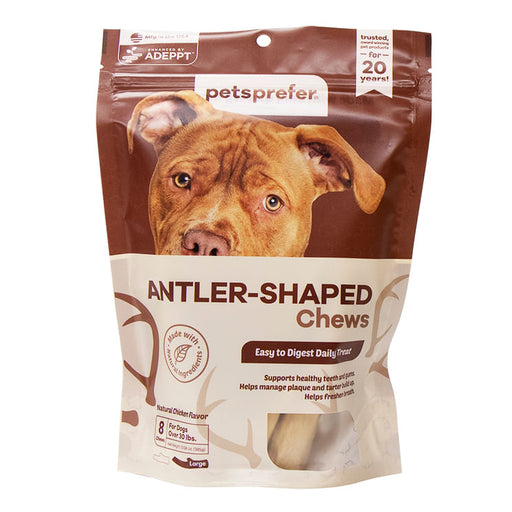 Pets Prefer Antler Shaped Dental Chews, 8 Count -   