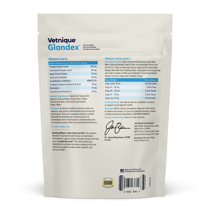 Glandex Anal Gland Health Soft Chews for Dogs, Peanut Butter Flavored