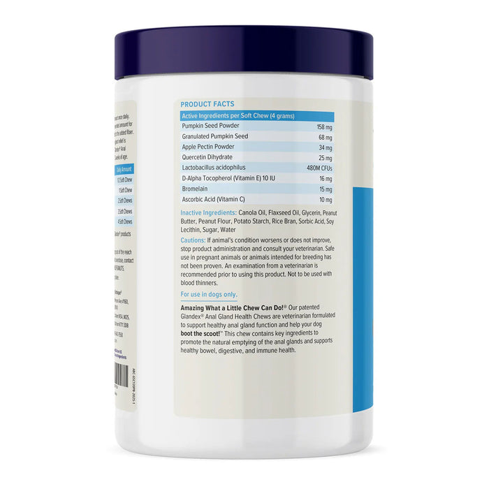 Glandex Anal Gland Health Soft Chews for Dogs, Peanut Butter Flavored