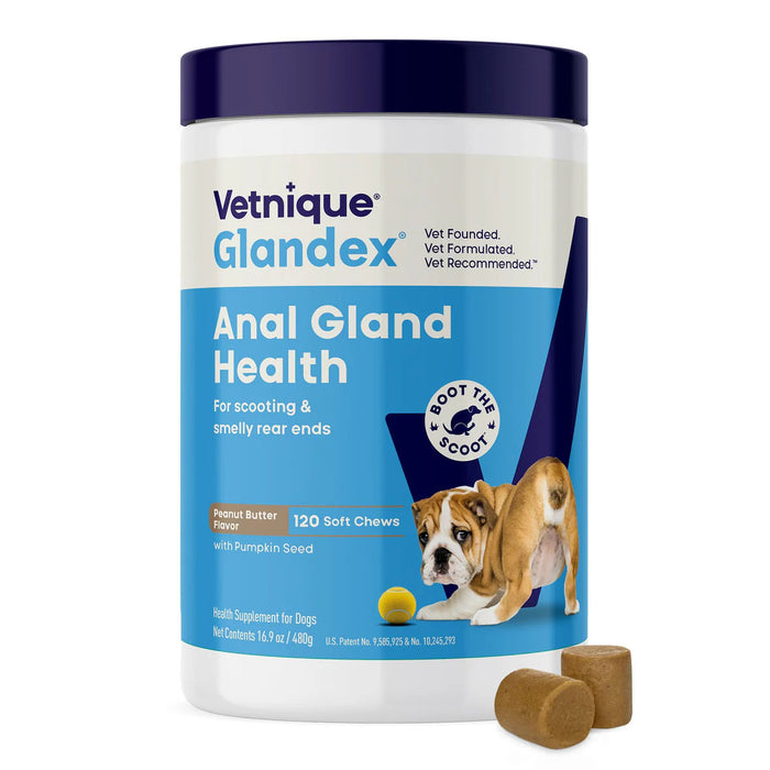Glandex Anal Gland Health Soft Chews for Dogs, Peanut Butter Flavored