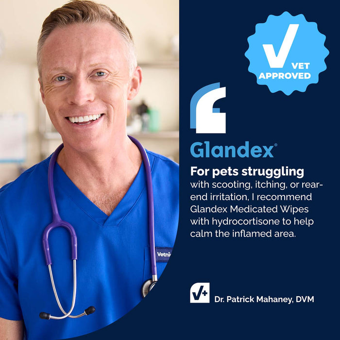 Glandex Advanced Vet Strength Anal Gland Health Wipes for Dogs and Cats, 50 count