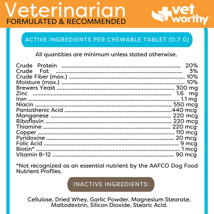 Vet Worthy Brewers Yeast Tablet, 300 ct -   