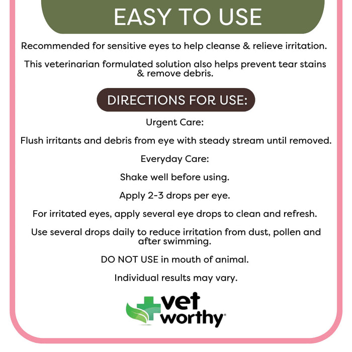 Vet Worthy Sterile Eye Wash for Dogs, 4 oz -   