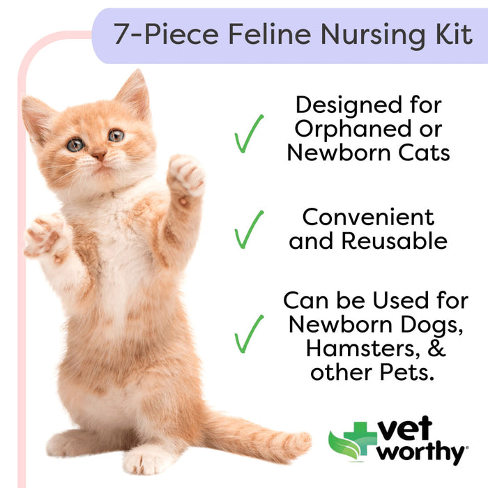 Vet Worthy 7 pc Nursing Kit for Orphaned & Newborn Kittens, 2 oz -   