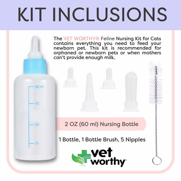 Vet Worthy 7 pc Nursing Kit for Orphaned & Newborn Kittens, 2 oz -   