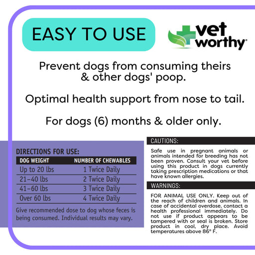 Vet Worthy Stop Stool Ingestion Chewables for Dogs, Liver - Vet Worthy Stop Stool Ingestion Chewables for Dogs, Liver Flavored/60 ct  