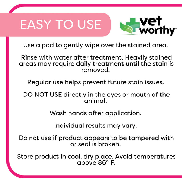 Vet Worthy Tear Stain Pads for Dogs, 90 ct -   