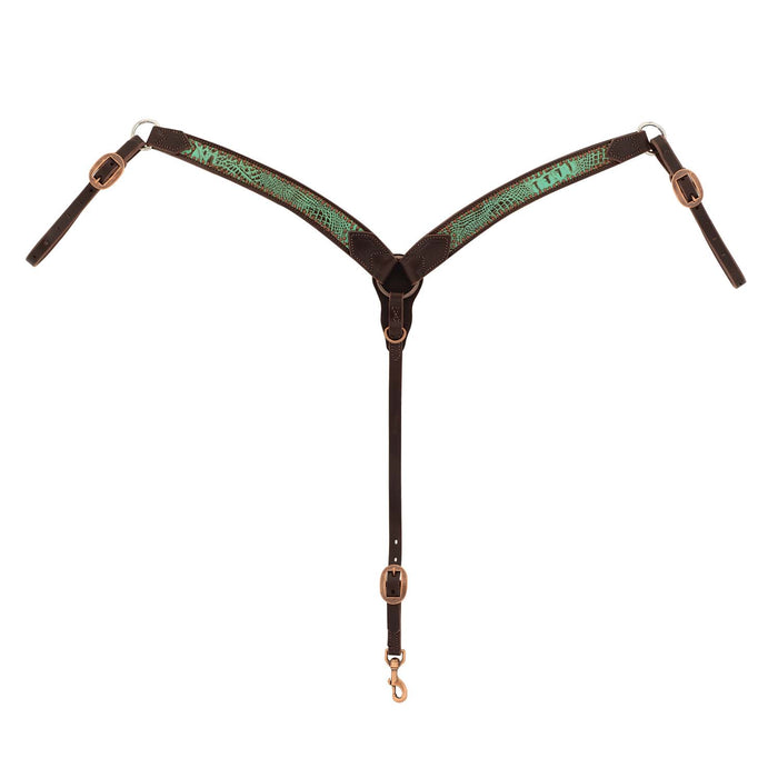 Weaver Turquoise Croc Contoured Breast Collar Color Brown