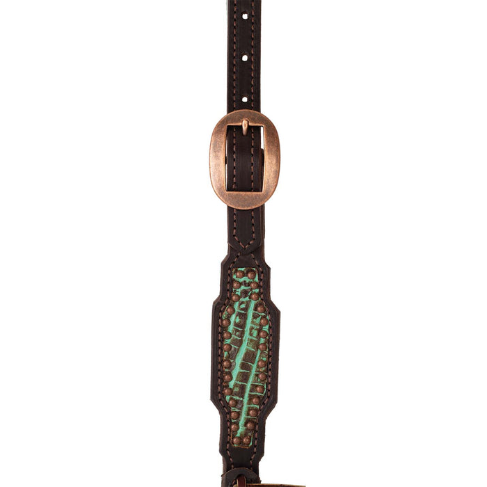 Weaver Turquoise Croc Browband Headstall Color Brown