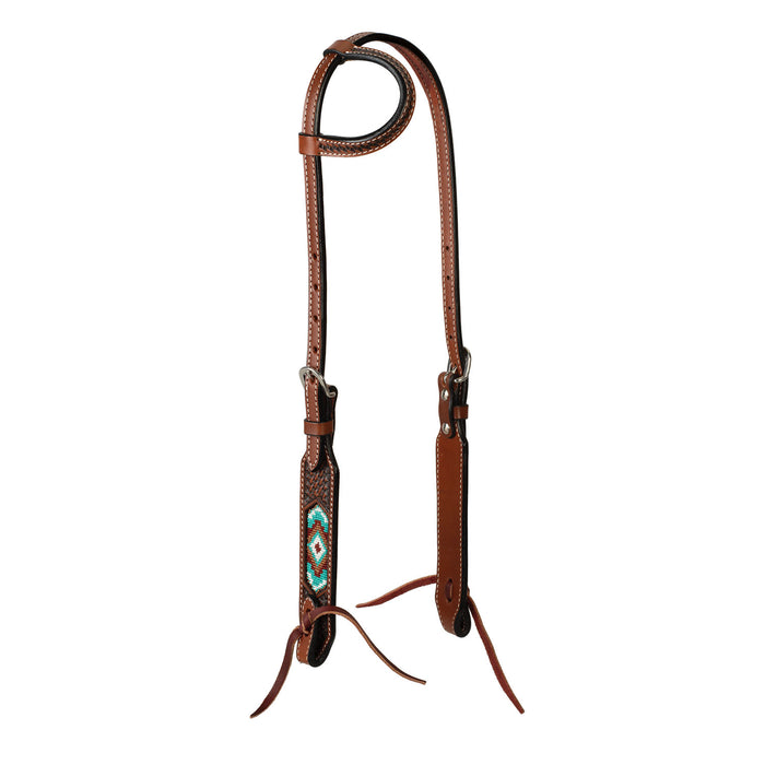 Weaver Beaded Sliding Ear Headstall Color Brown