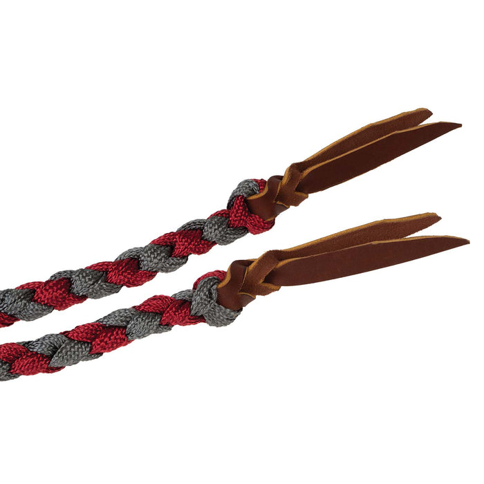 Weaver Polyester Braided Split Reins Color Dark Red & Charcoal