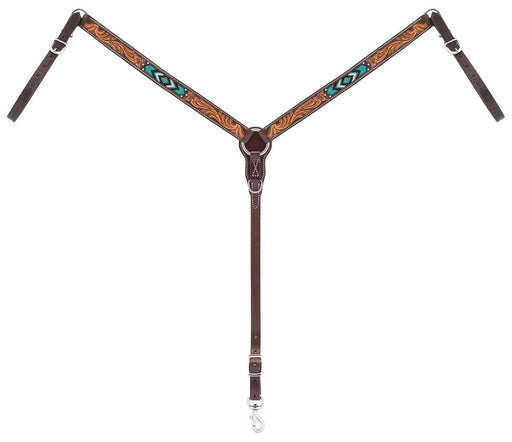 Turquoise Cross Two Toned Breast Collar -   