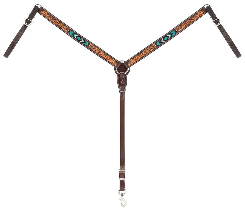 Turquoise Cross Two Toned Breast Collar -   