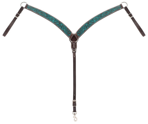 Turquoise Cross Carved Flower Breast Collar -   