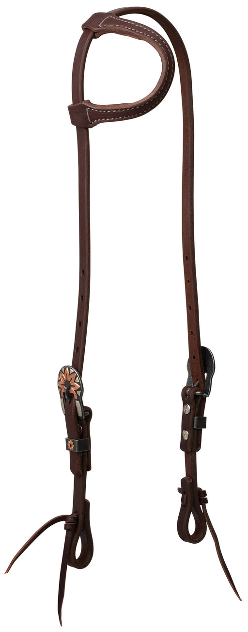 Working Tack Copper Flower Sliding Ear Headstall - Horse  