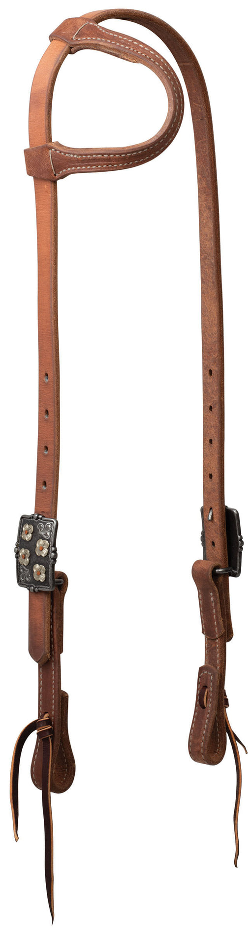 ProTack Silver Flower Sliding Ear Headstall - Russet Horse 