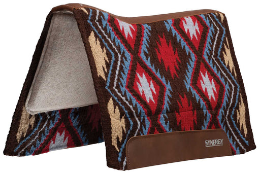 Synergy Contoured Performance Saddle Pad, Wool Blend Felt Lined, Firestorm - Red/Brown 32 in x 34 in 