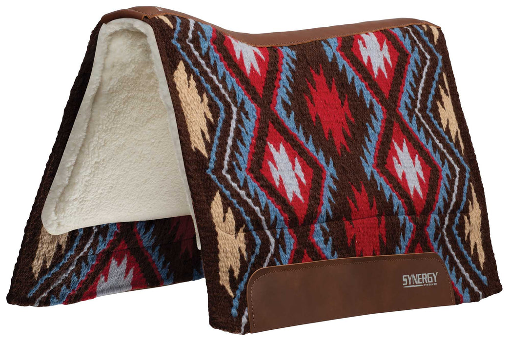 Synergy Contoured Performance Saddle Pad, Merino Fleece Lined, 33"x38", Firestorm - Red/Brown 33 in x 38 in 