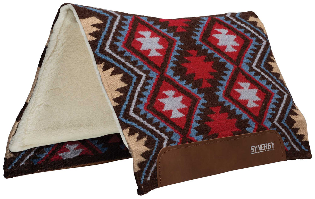 Synergy Flex Contoured Performance Saddle Pad, Merino Fleece Lined, 33"x38", Firestorm - Red/Brown  