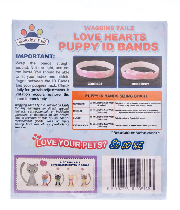 Wagging Tailz Love Hearts Puppy Id Bands, 12-pack - 8" Love Hearts Puppy Id Bands, 12-pack  