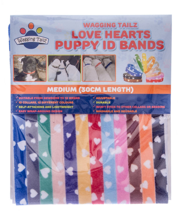 Wagging Tailz Love Hearts Puppy Id Bands, 12-pack - 12" Love Hearts Puppy Id Bands, 12 pack  