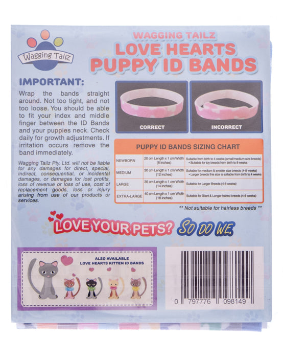 Wagging Tailz Love Hearts Puppy Id Bands, 12-pack - 12" Love Hearts Puppy Id Bands, 12 pack  