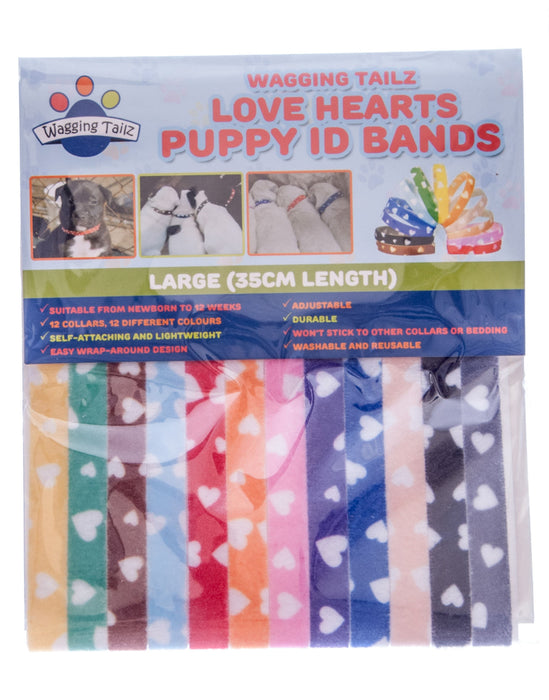 Wagging Tailz Love Hearts Puppy Id Bands, 12-pack - 14" Love Hearts Puppy Id Bands, 12 pack  