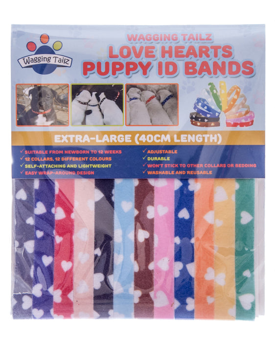 Wagging Tailz Love Hearts Puppy Id Bands, 12-pack - 16" Love Hearts Puppy Id Bands, 12 pack  