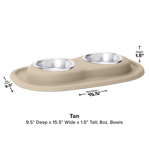 WeatherTech Double Low Pet Feeding System, Stainless Steel - Tan8 oz