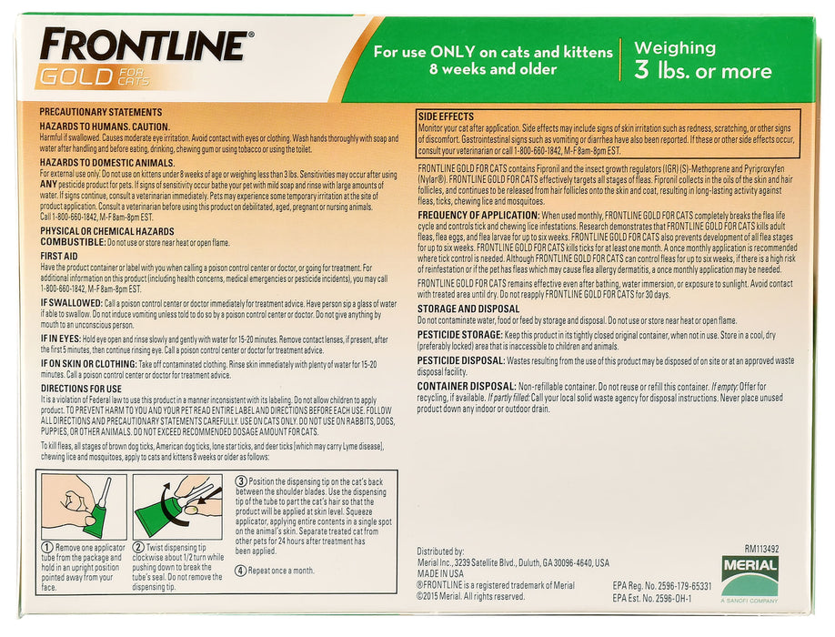 Frontline Gold for Cats, 3-pk -   