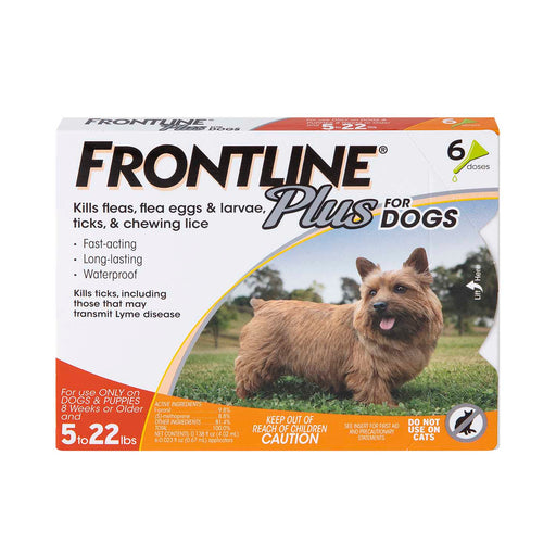 Frontline Plus for Dogs - 6-pk Frontline Plus Flea & Tick, (up to 22 lbs)  