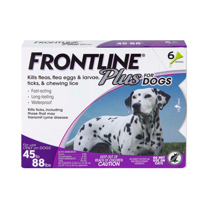 Frontline Plus for Dogs - 6-pk Frontline Plus Flea & Tick, (45-88 lbs)  