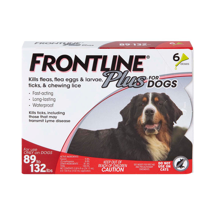 Frontline Plus for Dogs - 6-pk Frontline Plus Flea & Tick, (89-132 lbs)  