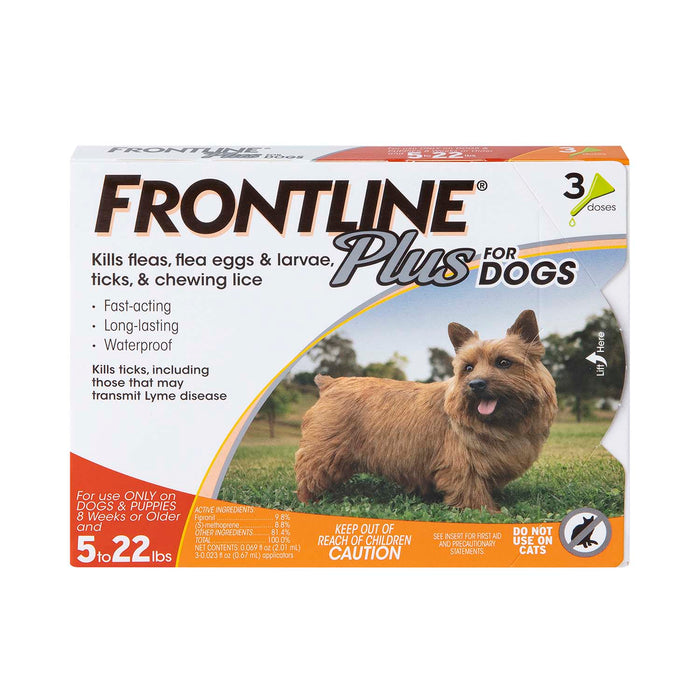 Frontline Plus for Dogs - 3-pk Frontline Plus Flea & Tick, (up to 22 lbs)  