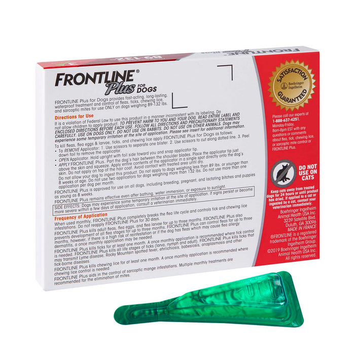 Frontline Plus for Dogs - 3-pk Frontline Plus Flea & Tick, (89-132 lbs)  