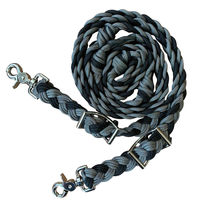 WhinneyWear Hand Braided Reins, 8' - Gray  